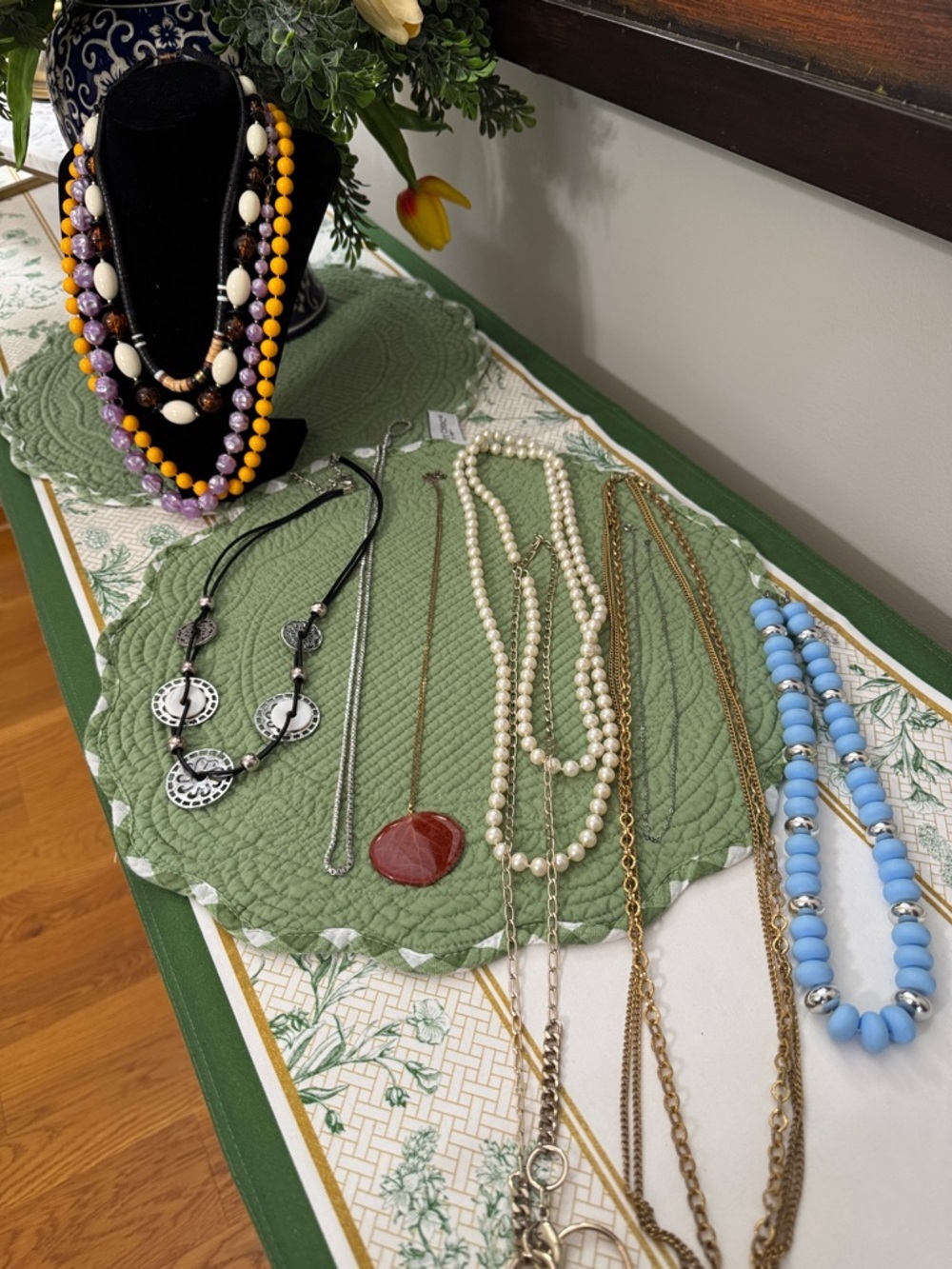 Multi-Color Beaded Statement Necklace Set - Women Jewelry